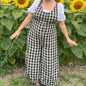 Son de Flor black gingham linen jumpsuit